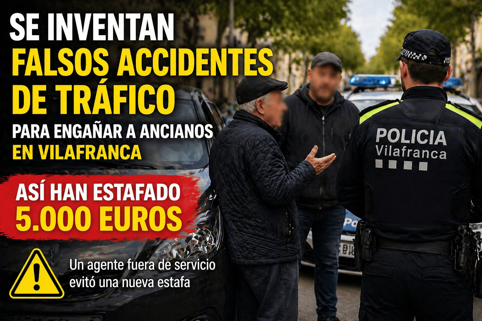 Alerta en Vilafranca del Penedès: estafadores simulan accidentes para engañar a personas mayores