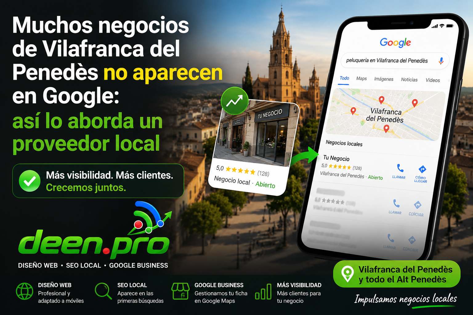 Negocio local de Vilafranca del Penedès mejorando su visibilidad en las búsquedas de Google gracias al SEO local