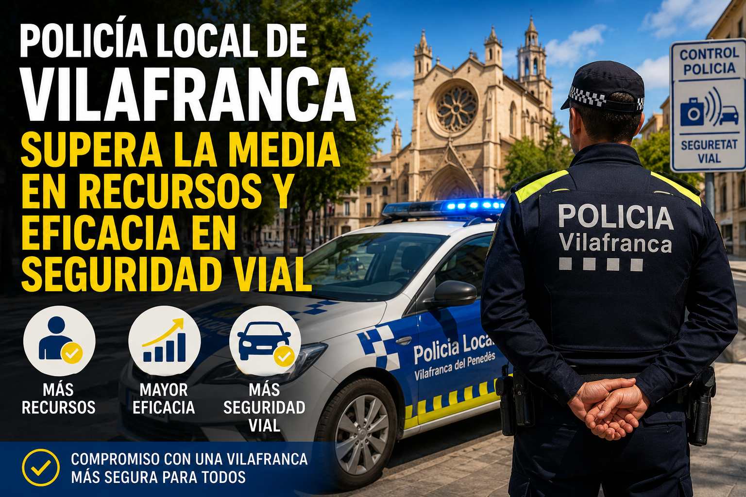 Agente de la Policía Local de Vilafranca del Penedès realizando un control de seguridad vial