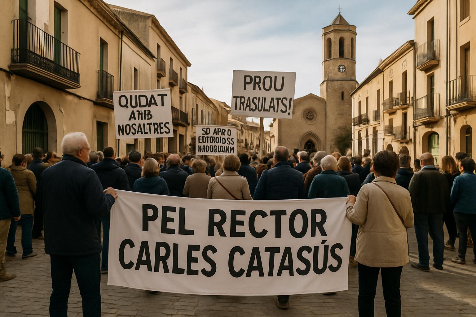 Manifestación en Sant Sadurní d'Anoia por el traslado del rector Carles Catasús