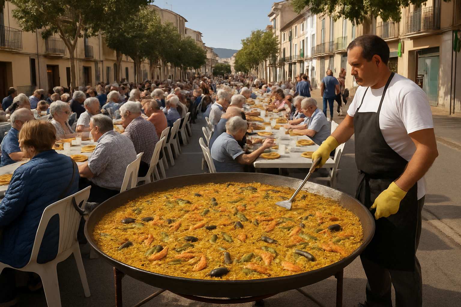 Paella popular en Sant Sadurní d'Anoia para el Día de las Personas Mayores