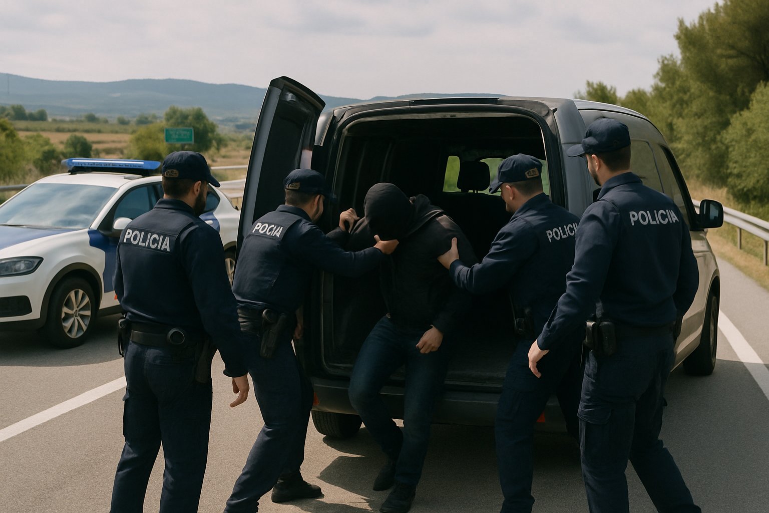 Momento del secuestro en la AP-7 a la altura de Montornès del Vallès