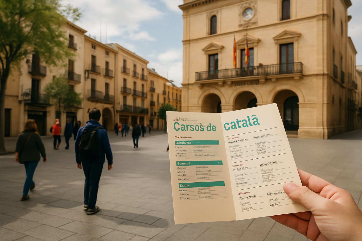 Tríptico de oferta de cursos de catalán en Vilafranca del Penedès