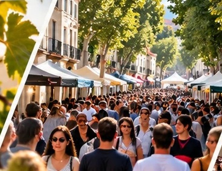 Calle llena de gente durante una fiesta mayor del Penedès